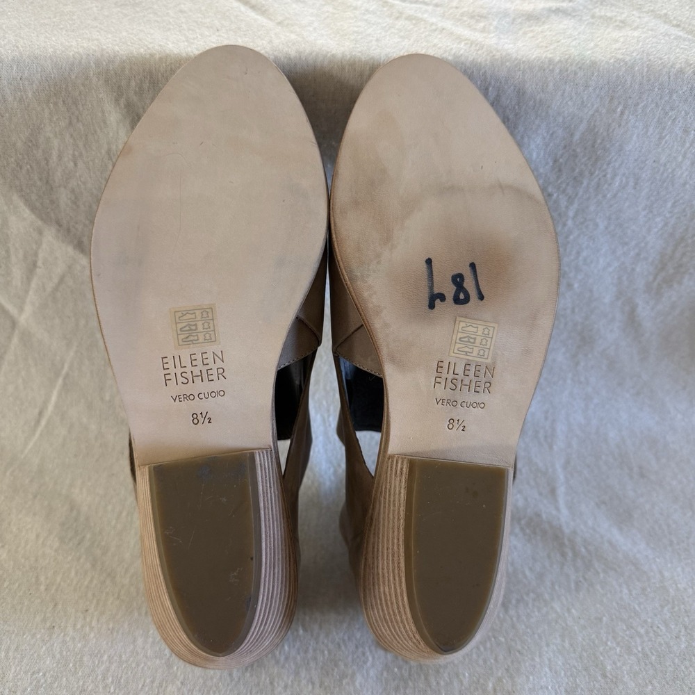 Eileen Fisher Women's Taupe Suede Crisscross Minimalist Ankle Booties 8.5 - Picture 5 of 12
